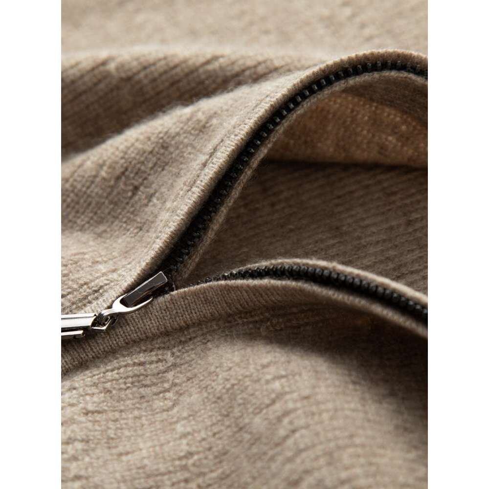 High Quality Autumn Winter Sweater 100% Cashmere Cardigan Long Sleeve O-Neck Zipper Coat Large Size Men Jacket Knit Shirt