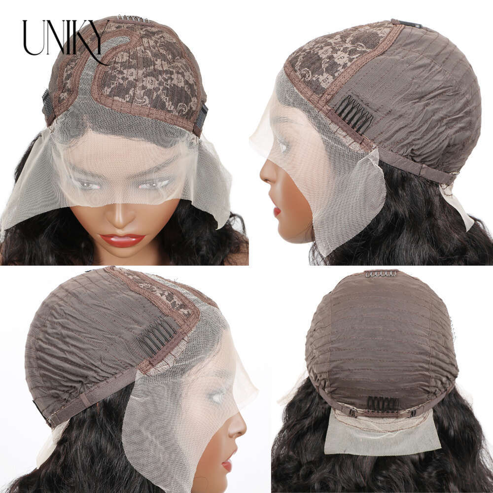 Uniky 14 16Inch Body Side Part Brazilian Human Hair 13X1 Lace Frontal Deep Wave Water Curly Short Bob Wig