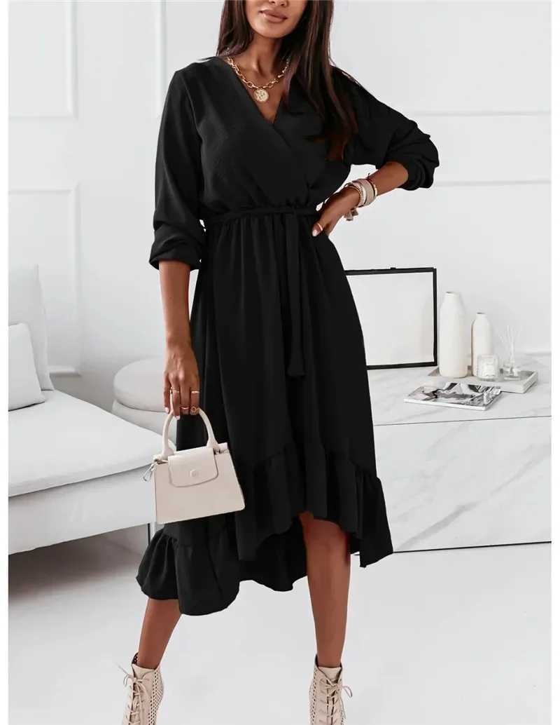Pregnant womens casual V-neck long sleeved dress elegant pregnant womens photosoot dress sexy Vestitos W241026