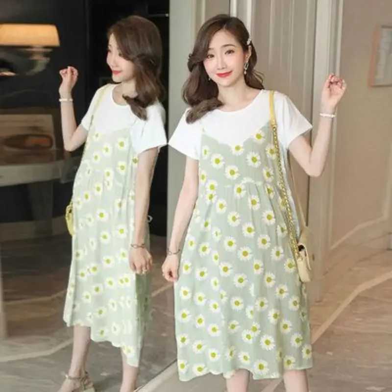 Fashionable maternity clothing loose fitting suitable for summer dress fantasy two-piece set suitable for pregnant women W241026