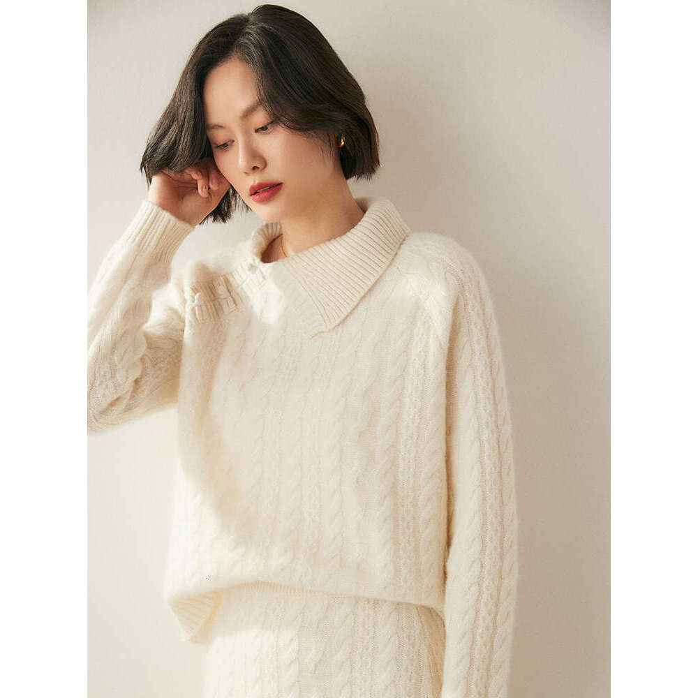 New Chic Women's 100% Cashmere Sweater Twist Wer Knit Pullover Autumn Winter Chinese Style Knitwear Female Clothing Top