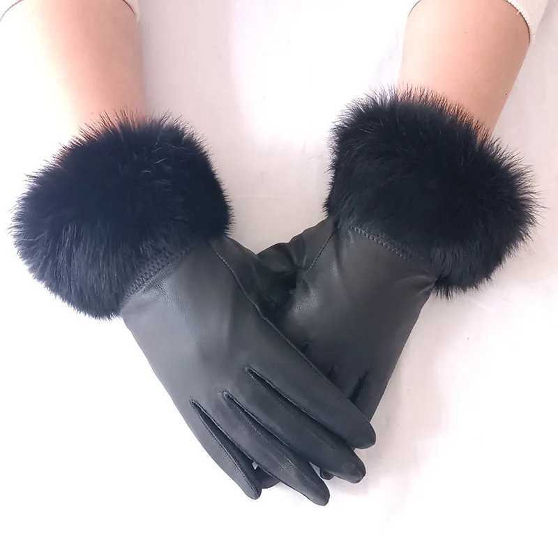 HSPL genuine leather womens thick leather womens rabbit leather sheepskin hot leather W241026