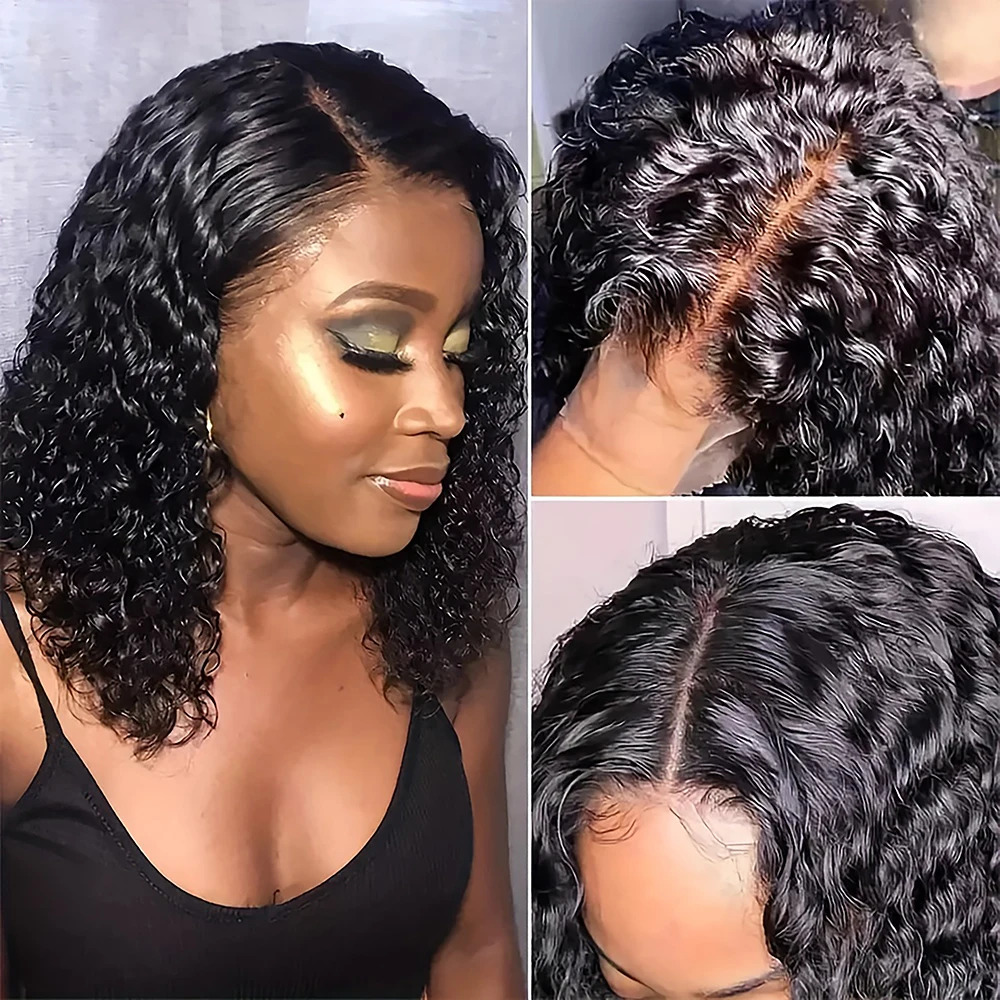Pre Plucked Brazilian 13x4 Closure Wig Short Bob Kinky Curly Front Human Hair Wigs Lace