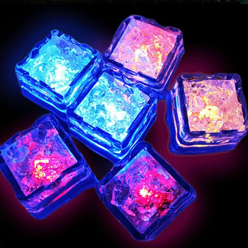 LED Ice Cubes Glowing Night Lights Color change Changeable Novelty Lighting Party Ball Flash Light Luminous Neon Wedding Festival Christmas Bar Wine