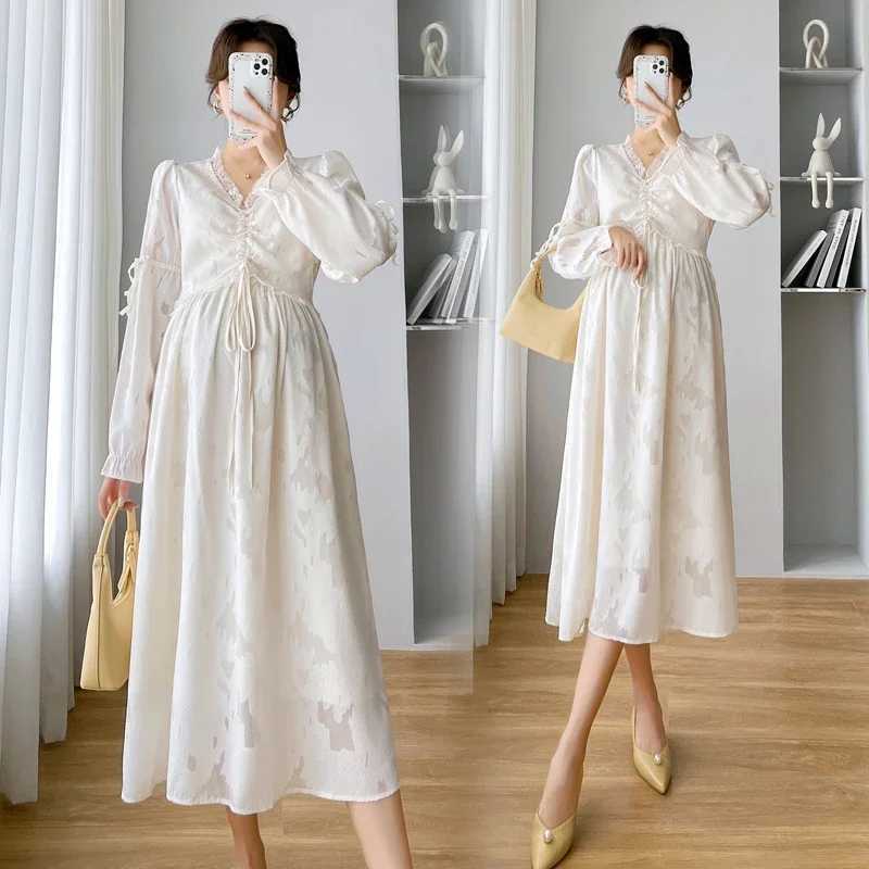 Autumn Plus Size Maternity Dress Sweet Lace Patch Work Dress Maternity Party Dress Maternity Wedding Dress W241026