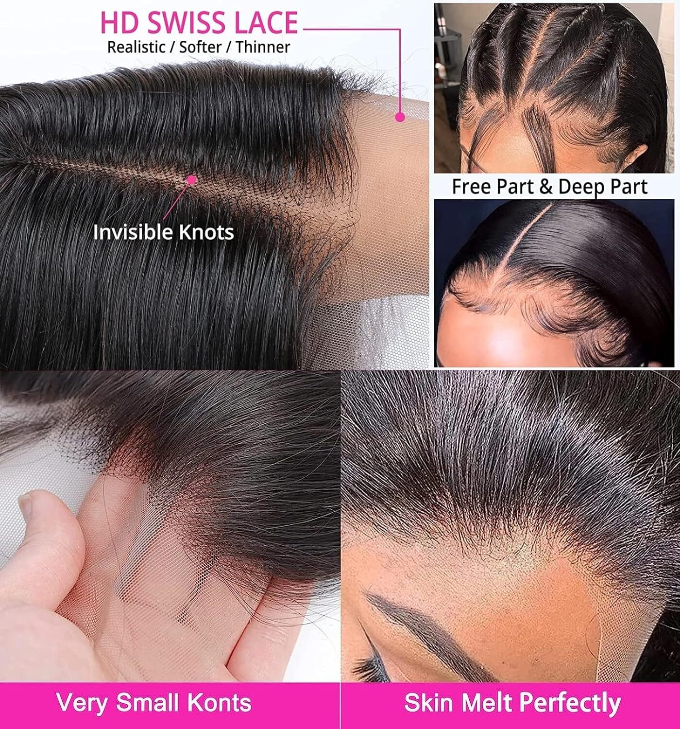 200% Density 13X4 Front Human Pre Plucked With Baby Hair Straight 4x4 Lace Closure Short Bob Wigs