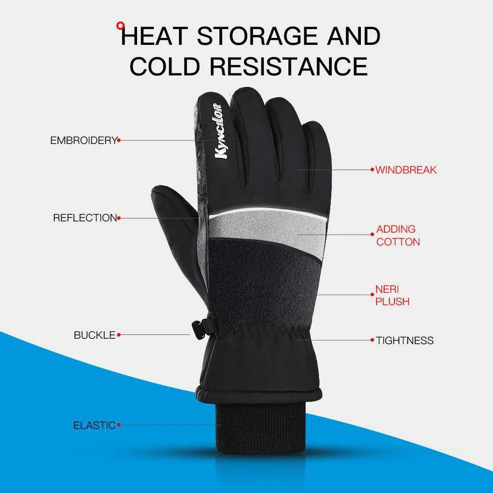 Winter Warm Mountain Skiing Board Gs Mens Cold Snow Skiing Gloves Waterproof Skiing Mobile Phone Hand School Black M L XL W241026
