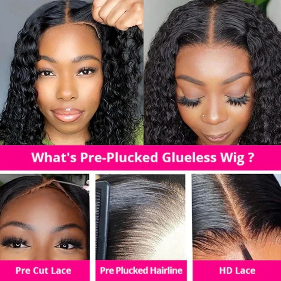 Glueless Wig 30 32Inch Deep Human Hair 200% Pre-Cut 5x5 6x4 Transparent Lace Closure Wigs Curly Water Wave