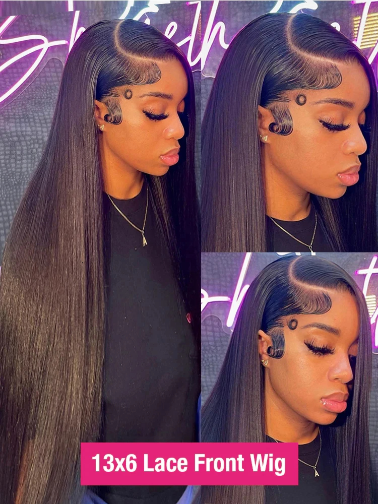 300% Brazilian Bone Straight Front Wig 13x6 Hd Lace Frontal For Women Glueless Wigs 100% Human Hair 30 36inch