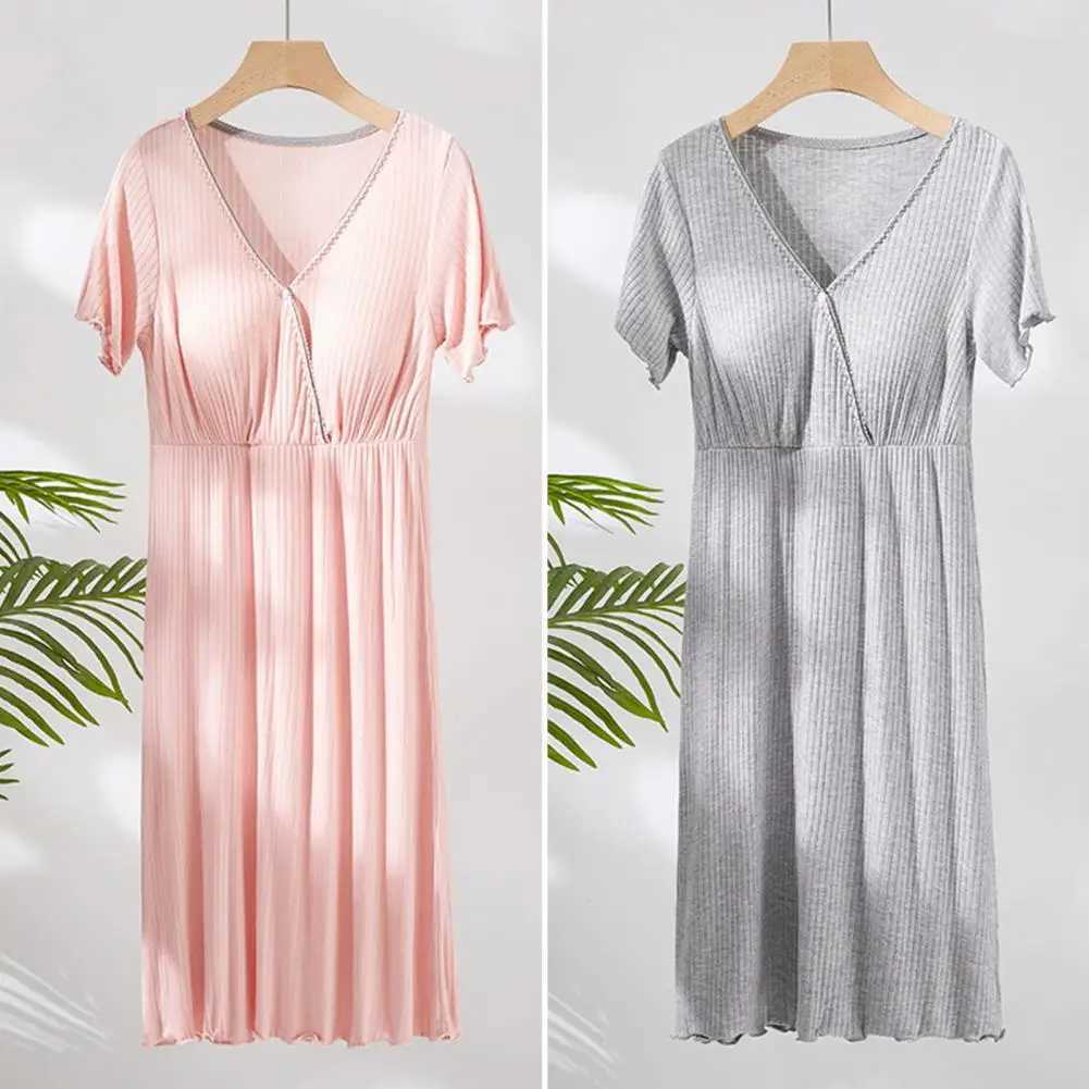 Comfortable maternity dress elastic womens dress soft texture daily wear postpartum and breastfeeding pregnant womens dress W241026