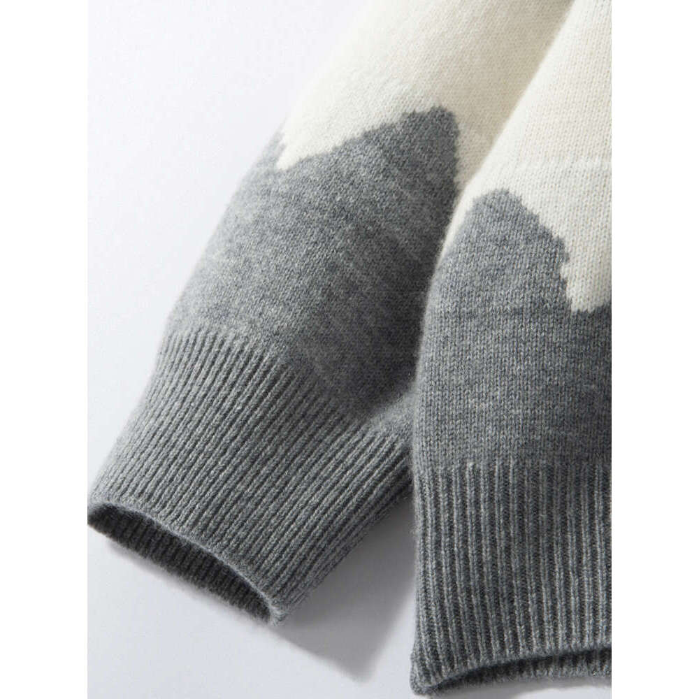 New 100% Knitwear Women's O-Neck Sweater Zigzag Striped Pullover Casual Loose Style Autumn Winter Thick Cashmere Tops