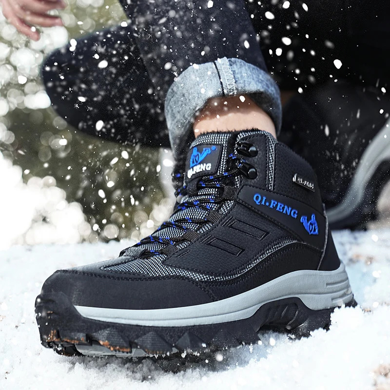 Men Winter Snow Waterproof Sneakers Plush Warm High Top Mens Boots Outdoor New Male Hiking Boot Shoe Size 39-47 241025