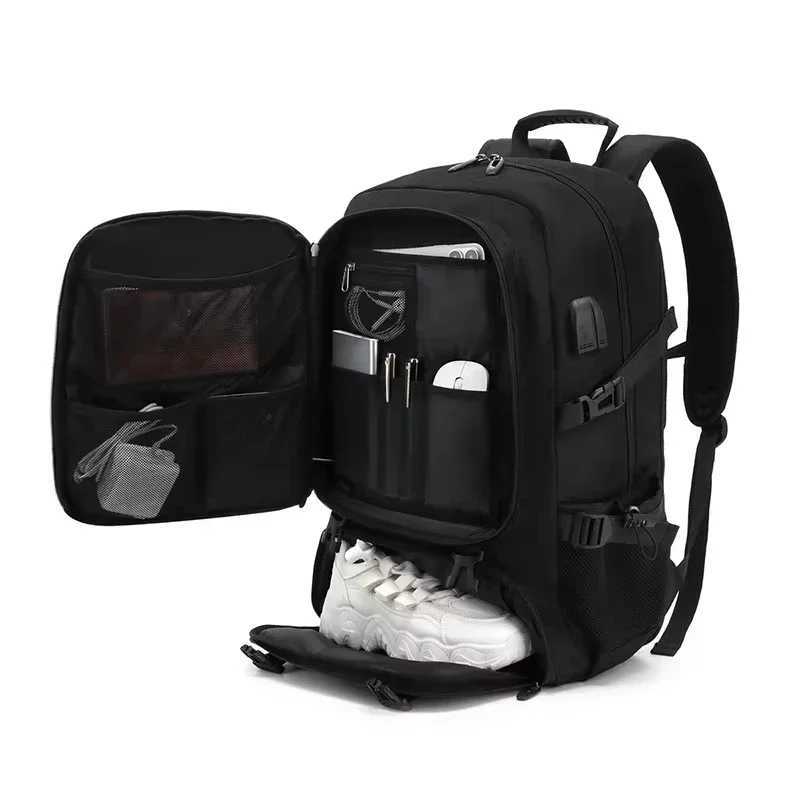 50L 80L Large Travel Backpack Men Separate Shoe Compartment Business Bag Outdoor Sports Waterproof Man Black Storage BackpacksXJ241026