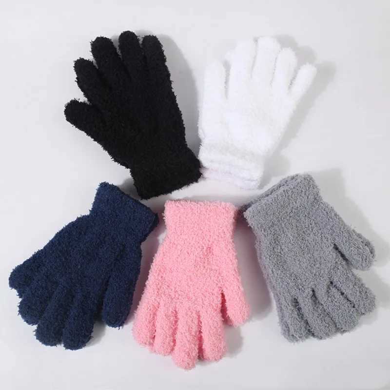 Womens wool thick work Gs winter warm plush fur full finger gloves soft elastic casual solid bicycle Gs W241026