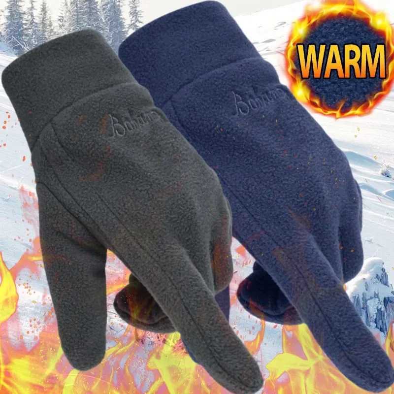Mens Thick Wool Gs Suitable for Womens Winter Warmth Full Finger Gs Outdoor Windproof Running Bicycle Gloves W241026