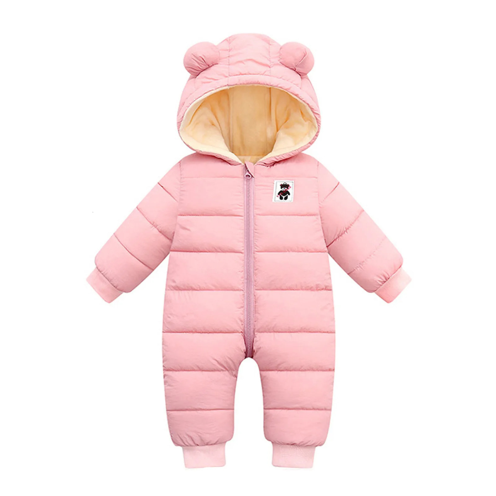 Childrens Winter Overall Baby Girls Boys Romper Warm Hooded Snowsuit Windproof Jumpsuit Coat Padded Outwear Warm Clothes 0-18M 241025