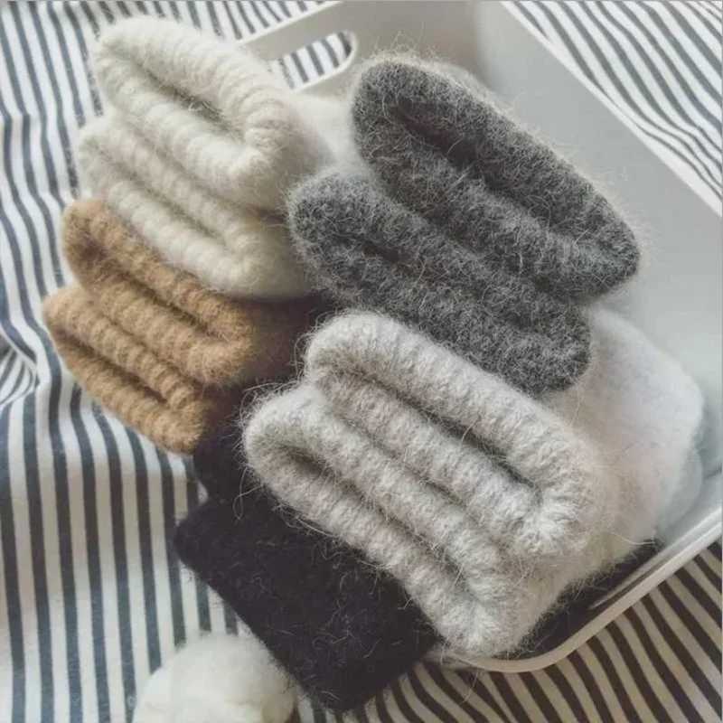 New Womens Winter Warmth Gs Plus Cashmere Solid Elastic Soft All Finger Gloves Gs Imitation Rabbit Fur Knitted W241026