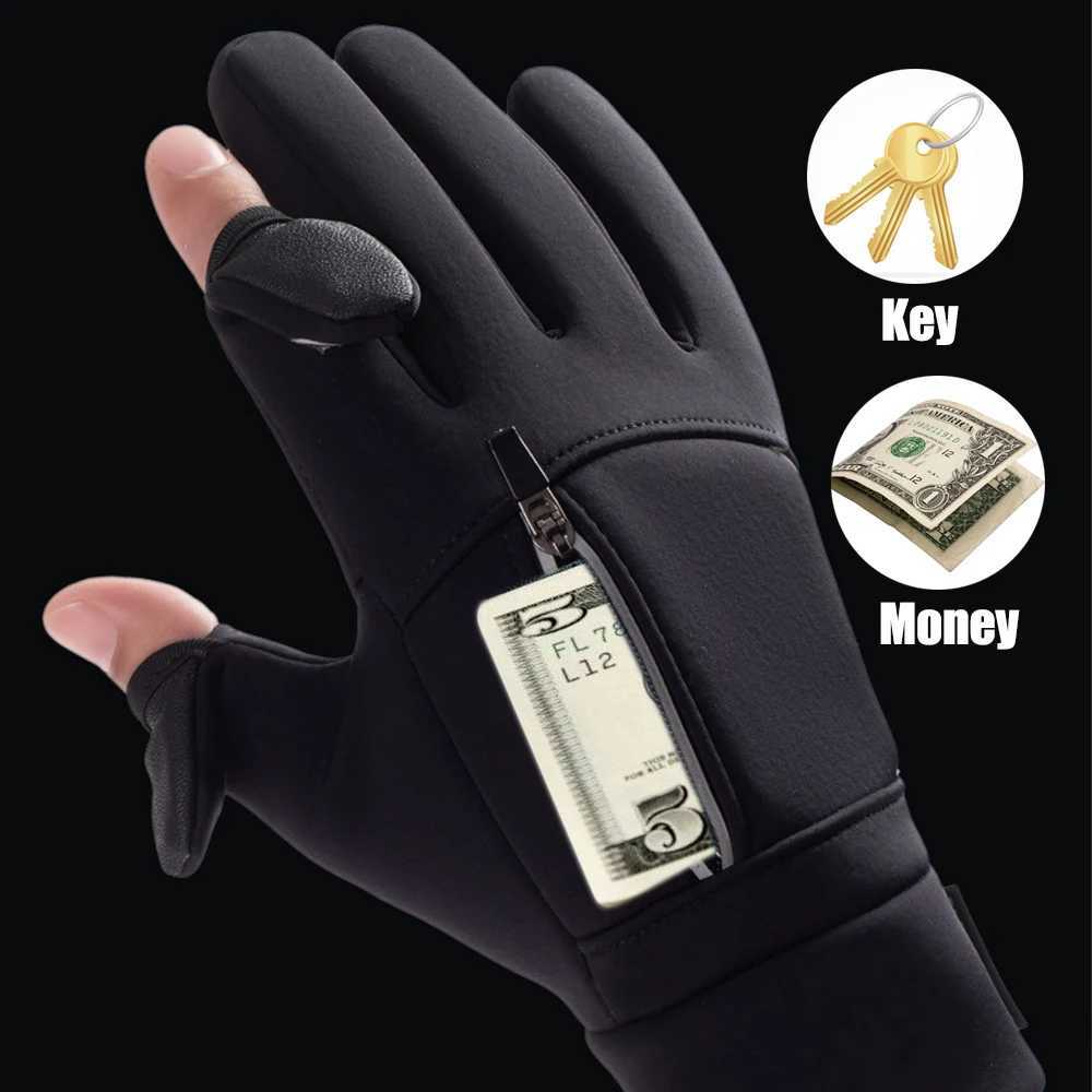Winter Warm Gs Flip Exposed Two Fingers Gs Waterproof Windproof Touch Screen Gs Bicycle Skiing Fishing Gs W241026