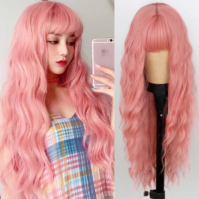 Hot selling wigs for women long curly hair corn perm synthetic fiber wigs human hair