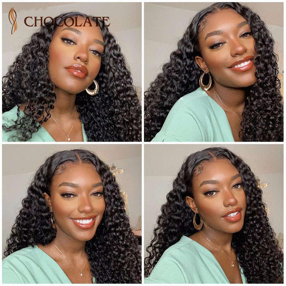 Water 13X4 HD Frontal Curly Human Hair Wigs For Black Women Brazilian 4X4 Deep Wave Lace Closure Wig