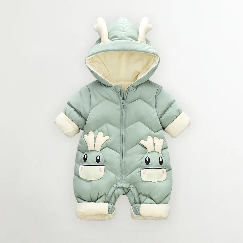 2024 born Baby Girl clothes Winter Snowsuit Plus Velvet Thick Baby Boys Jumpsuit 0-3 Years Romper boy Overalls Toddler Coat 241025