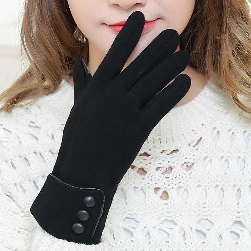 New Womens Autumn Winter Warm Gs Wool Lining Hot Full Finger Warm Gs Womens Cotton Touchscreen Gs W241026