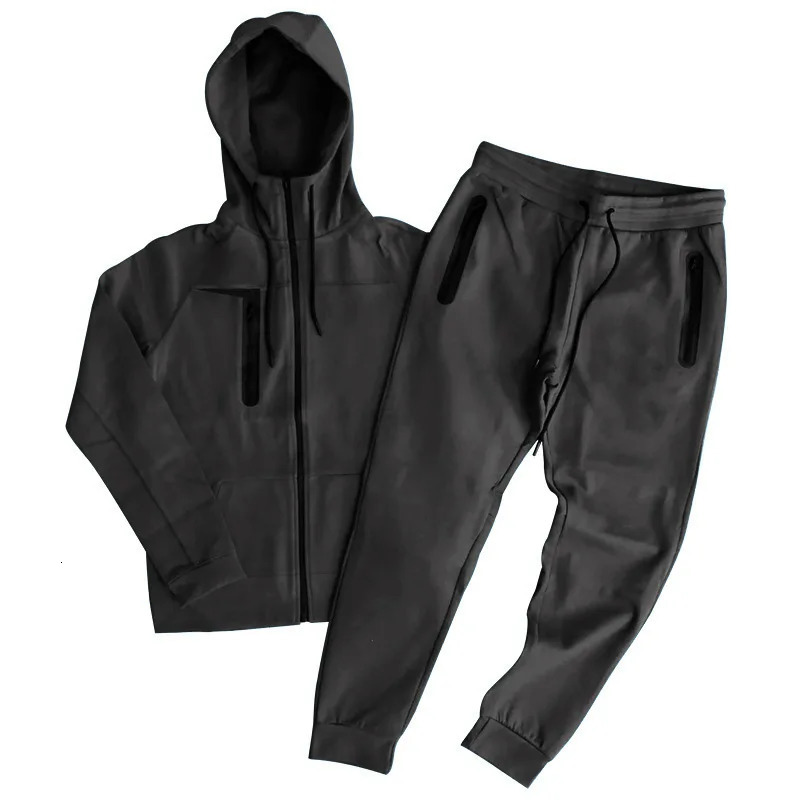 Autumn Winter Zipper Tracksuit Hoodie Twopiece Casual Pants Mens Suit LongSleeved HoodiePants Sports Plus Size Set 241025