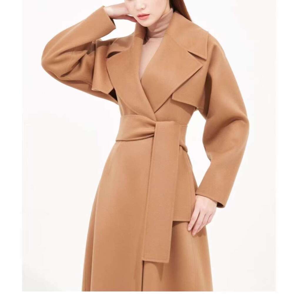 2024 Korean High-End Women's Cashmere Coat, Classic And Versatile Camel Colored Coat Women