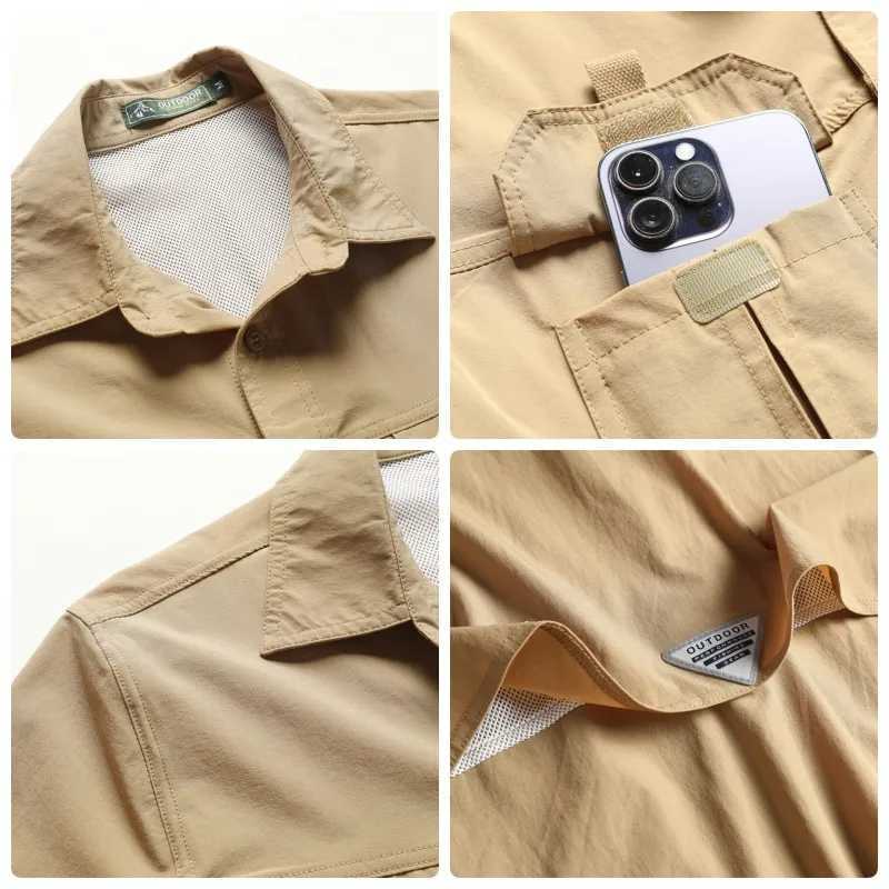 Summer Short Sleeve Shirt Mens Tactical Shirt Top Outdoor Breathable Quick Drying Leisure Camping Hiking Fishing Work Shirt W241026