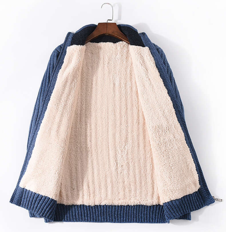 Winter Sweater Coat Male Lamb Cashmere Knitted Cotton Polyester Thicken Warm Cardigan Men 2024 Clothing Plus Size M-6Xl 7Xl