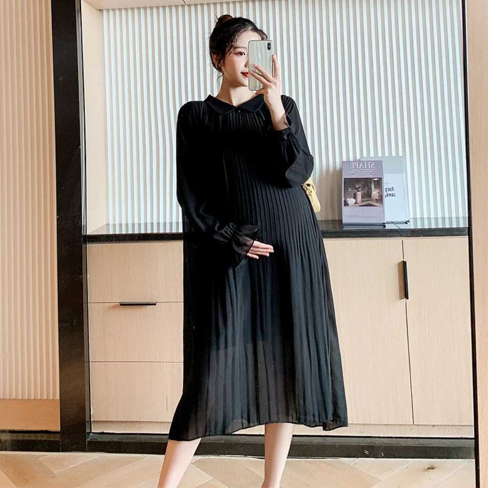 2024 Spring Pregnant Womens Clothing Sweet Fashion Pregnant Womens Dress Long Sleeve Chiffon Vest Pregnant Womens Photography Dress W241026