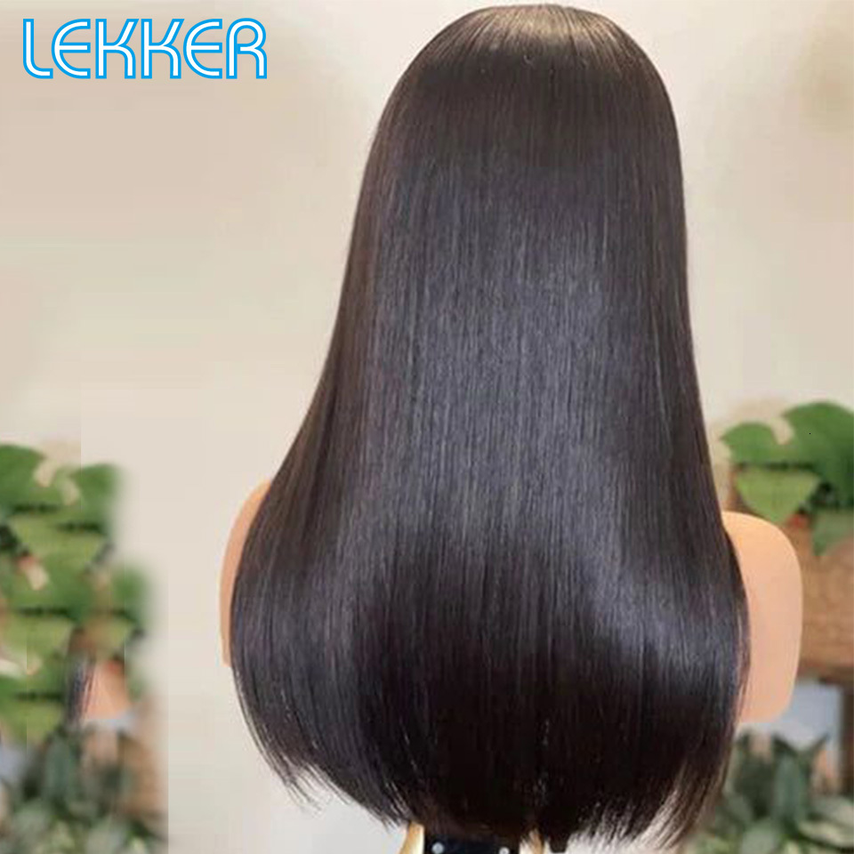 Lekker Bone Straight 4x4 Closure Lace 100% Human For Women Glueless Brazilian Remy Natural Black Hair Free Long Wigs