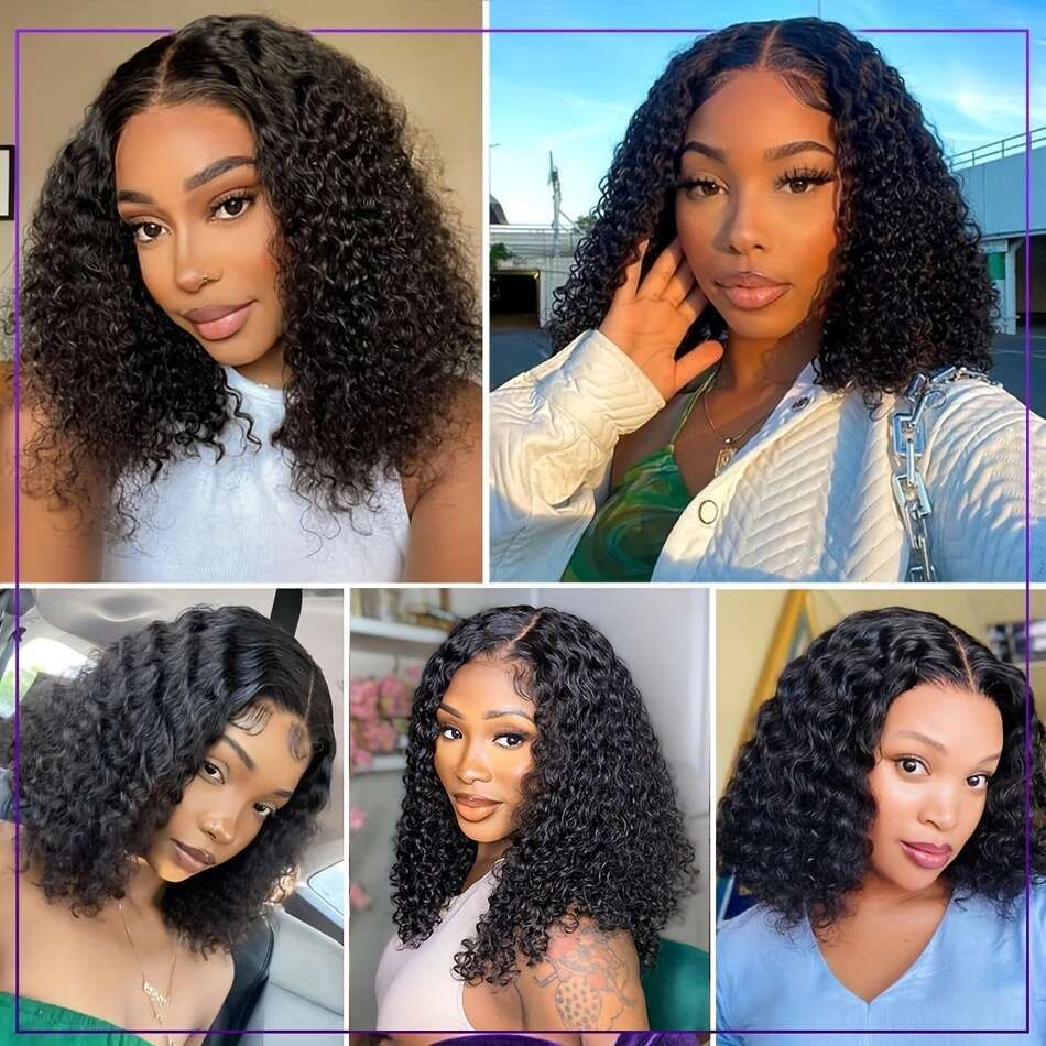 Wear And Go Glueless Human Hair Plucked Pre Cut Short Bob Wigs With Elastic Band For Black Women 7X6 Deep Wave Curly Wig