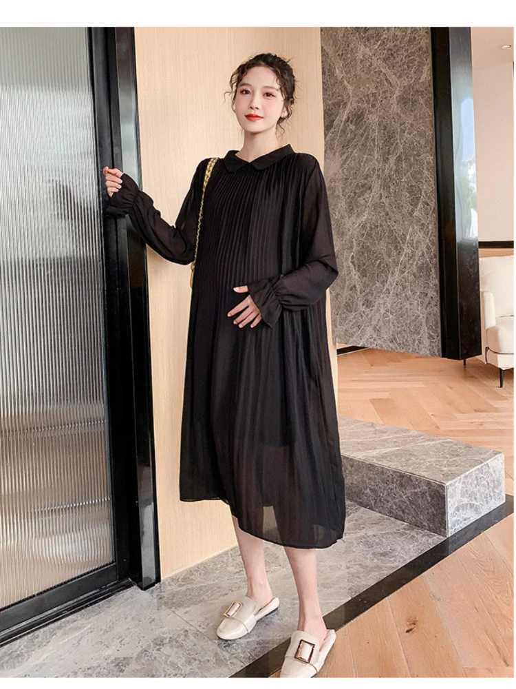 2024 Spring Pregnant Womens Clothing Sweet Fashion Pregnant Womens Dress Long Sleeve Chiffon Vest Pregnant Womens Photography Dress W241026