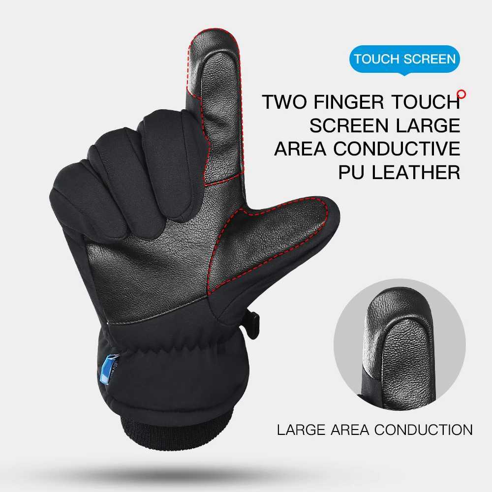 Winter Warm Mountain Skiing Board Gs Mens Cold Snow Skiing Gloves Waterproof Skiing Mobile Phone Hand School Black M L XL W241026