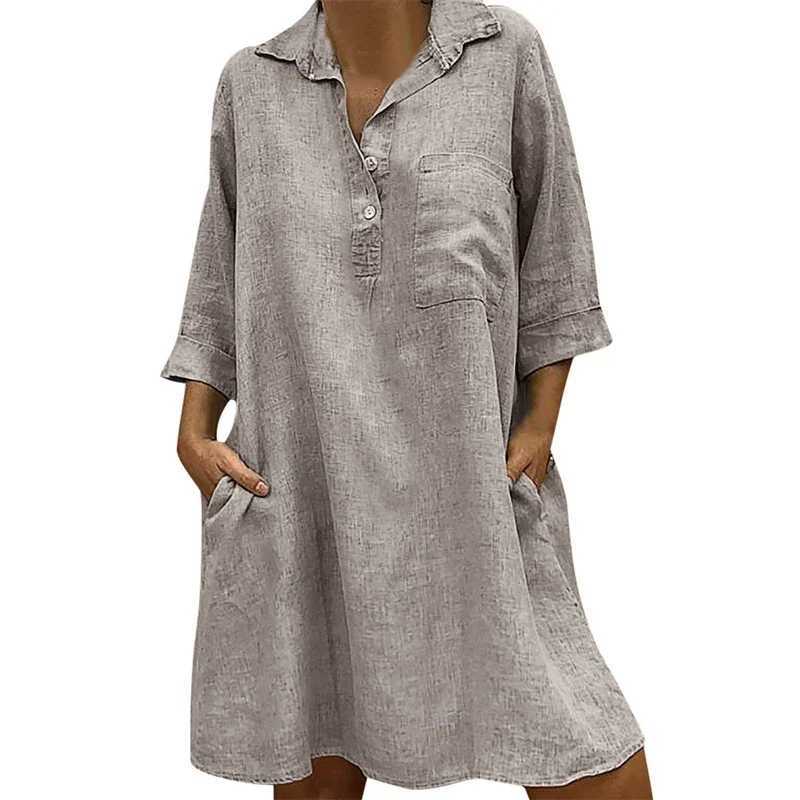 Pregnant dress cotton summer dress solid button short sleeved pregnant dress casual pregnant vest W241026