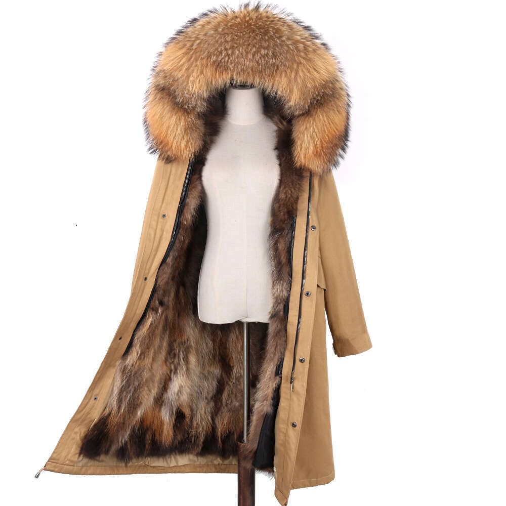 2024 New Winter Jacket Women X-Long Parka Waterproof Big Natural Raccoon Collar Hood Coat Thick Warm Real Fox Fur