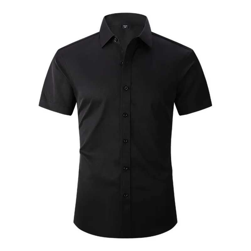 Mens Solid Short Sleeve Shirt Casual Button White Black Shirt US Size S-XL W241026