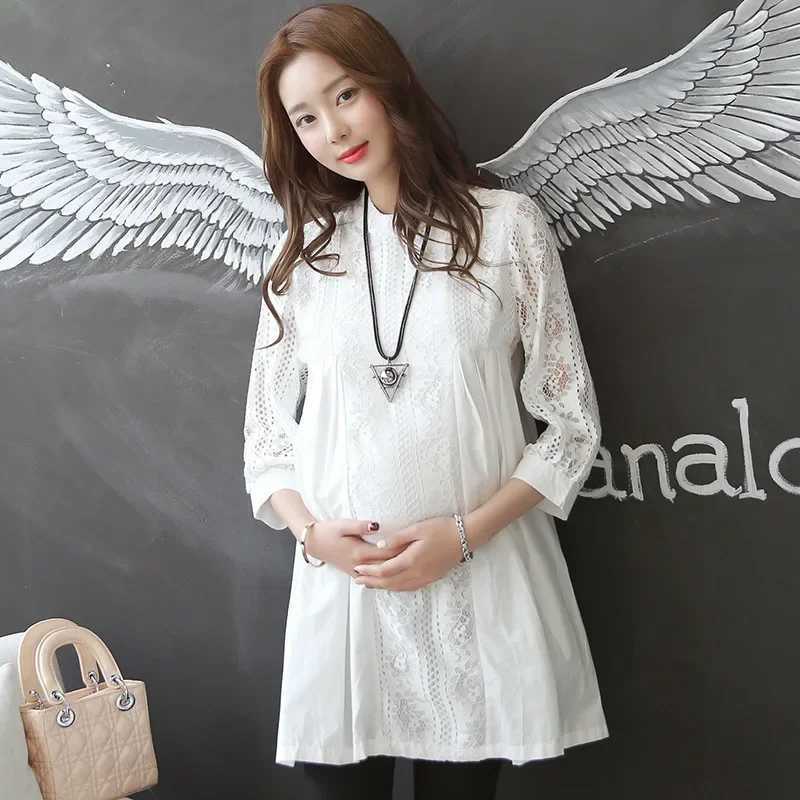 2022 New Summer Fashion Lace Splicing Loose Dress for Pregnant Womens Wear W241026