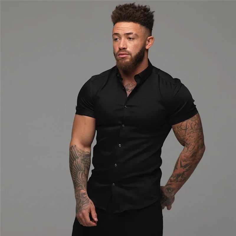 Mens Fashion Dress Summer Classic Slimming Button Short Slip Shirt Mens Casual Business Mens Hippie Social Shirt W241026