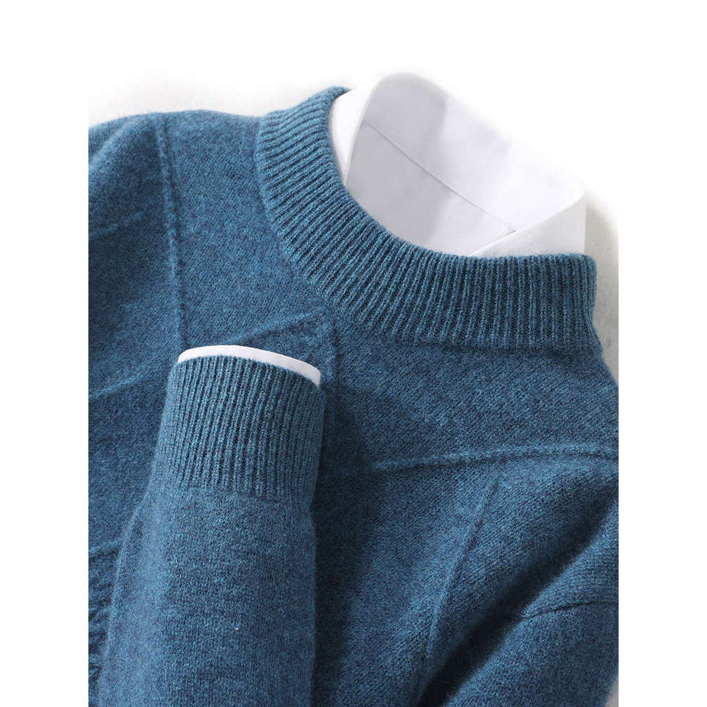 Autumn Winter Thickened Men's Sweaters Mock Neck Pullover 100% Merino Wool Casual Twist Knitwear Soft Warm Comfort Men Clothing