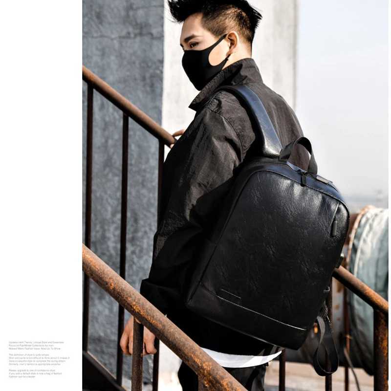 PU Leather Backpack Executive Men Sahel Briefcase Office Casual Travel Cabin Laptop Office Business Notebook Back Pack MaleXJ241026