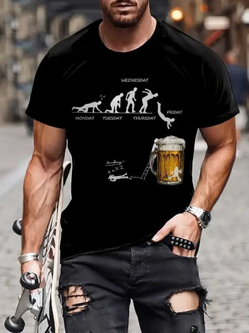Summer Br Mens T-shirt 3D Printed Funny T-shirt Polyester Breathable Short Sleeve Loose Top T-shirt Mens Clothing W241026