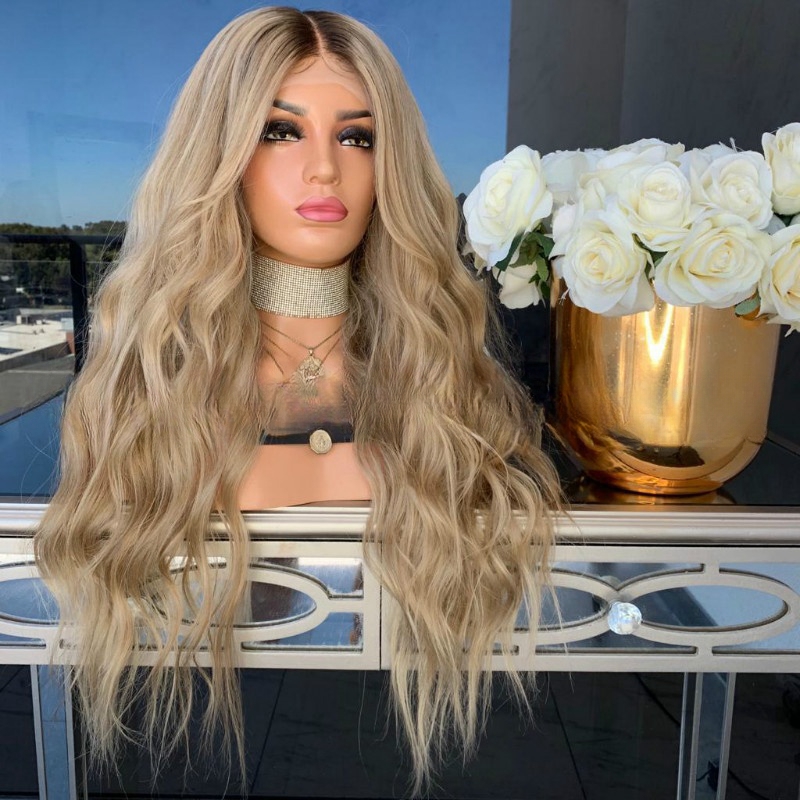 New wigs for women fashion long curly dyed small curly chemical fiber headpiece synthetic hair