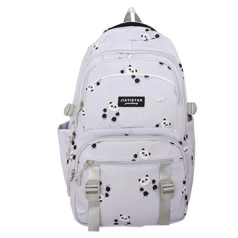 Panda Cute Middle School Student Bookbag Large Capacity Casual Waterproof Boys and Girls Schoolbag Laptop Backpack BagXJ241026