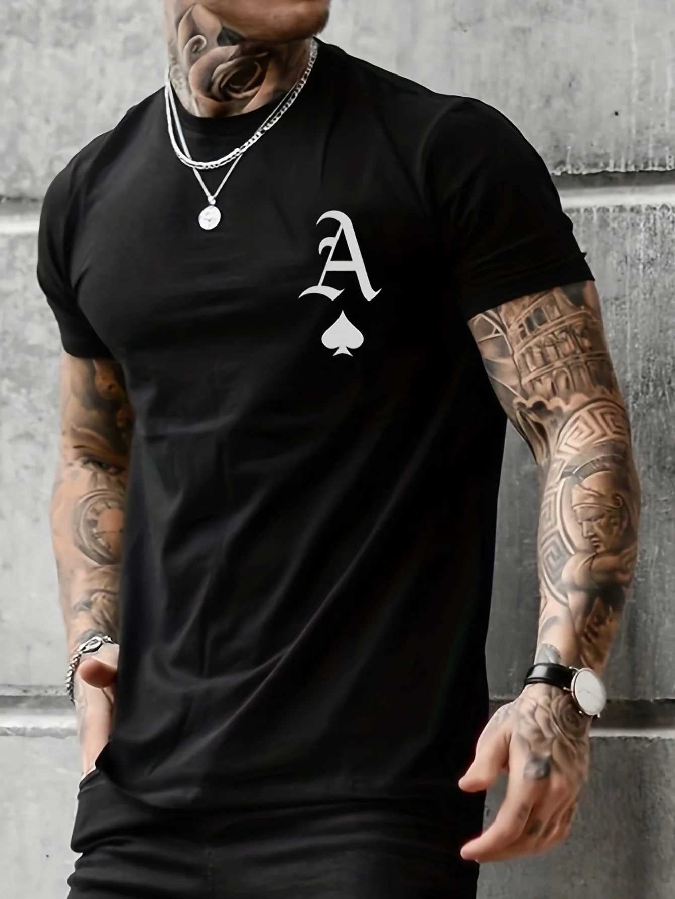 Summer Mens 100% Cotton Casual Loose Large Letter Printed Round Neck Short Sleeve T-shirt Top W250403