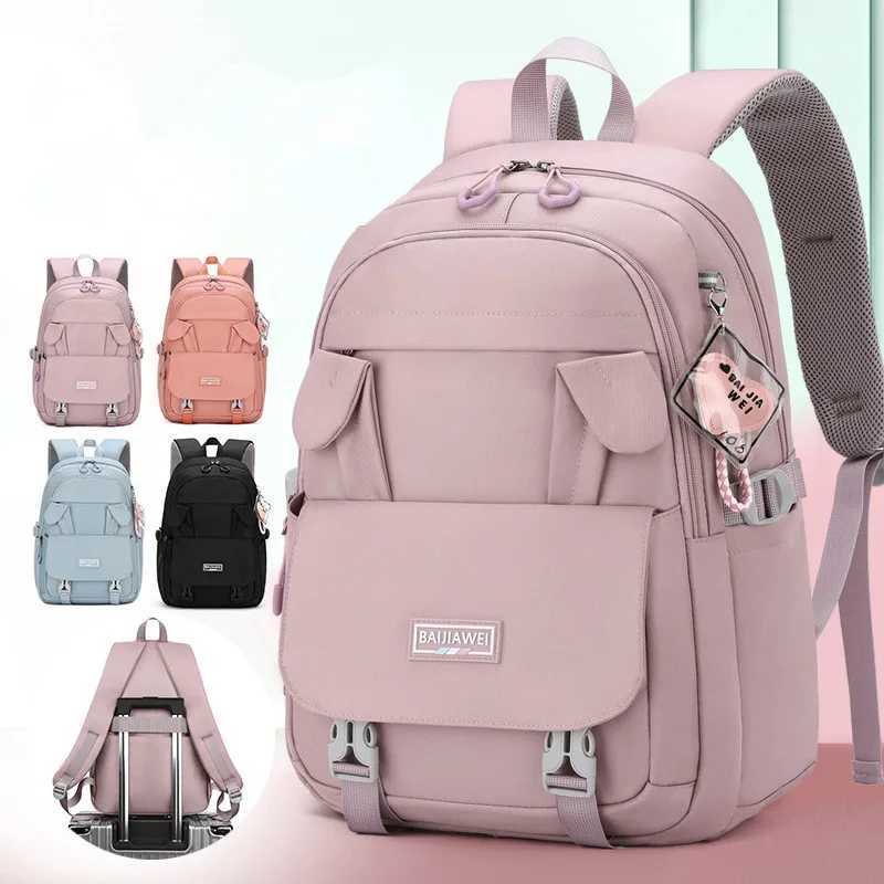 Teenage Girls Rabbit School Bags Large Capacity Black Multifunctial College Middle High Student Schoolbag Backpacks Women 2023XJ241026