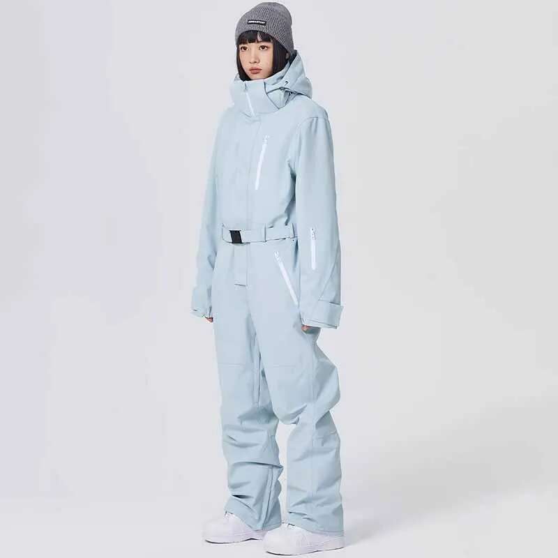 One Piece Skiing Suites Hooded Women Set Winter Outdoor Ski Jacket Pant Waterproof Men Snowboard Wear 2025 New Snow Jumpsuit