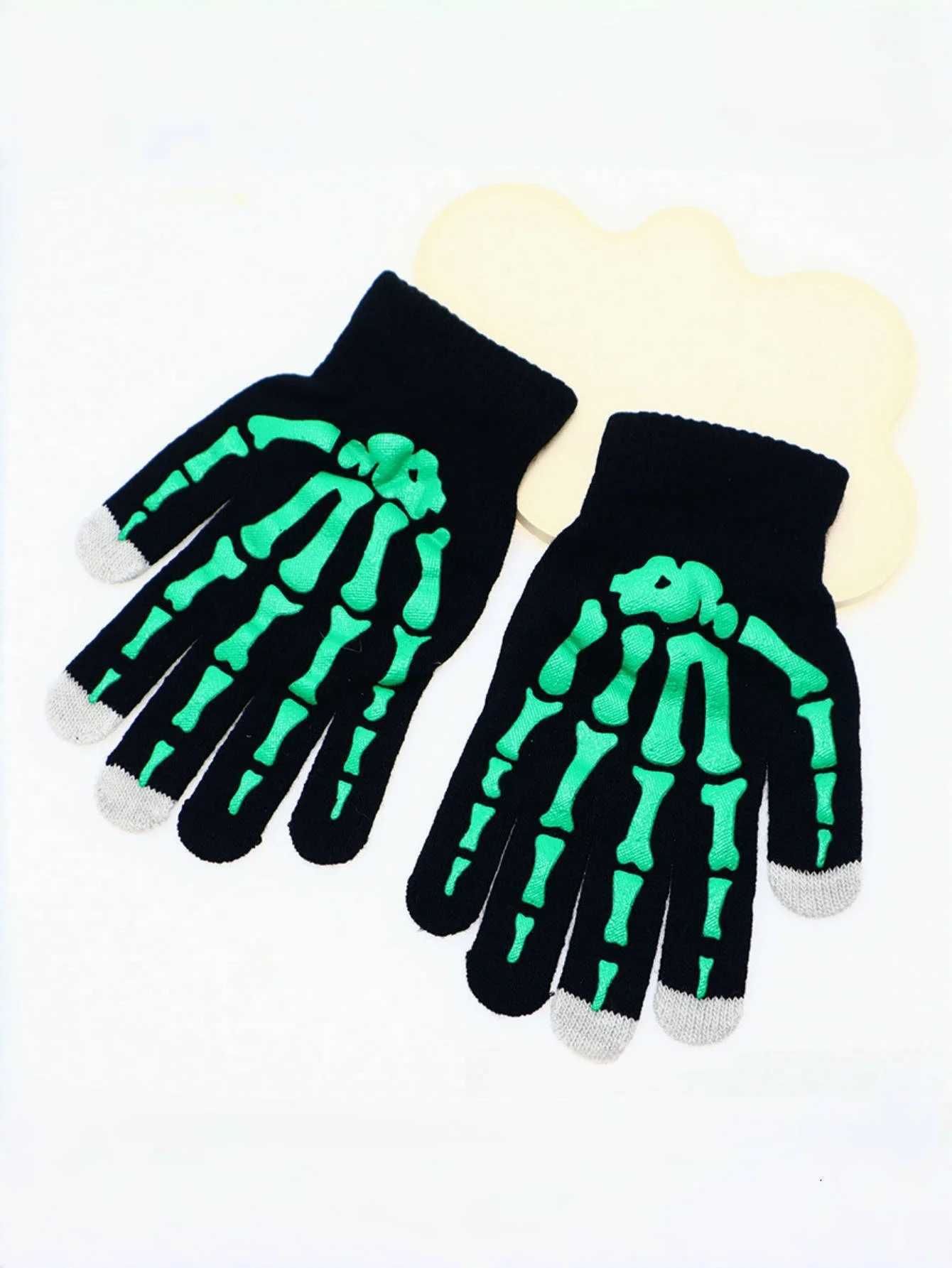 Mens Warm Winter and Winter Finger Knitted Fashion Skull Hand Pattern W241026