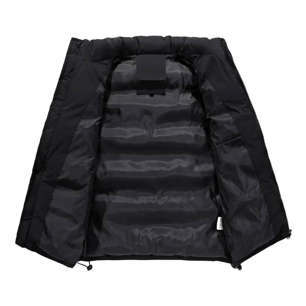 Male Winter Vest Waterresistant Mens Puffer with Stand Collar Zipper Placket for Outdoor Activities in Autumn 241025